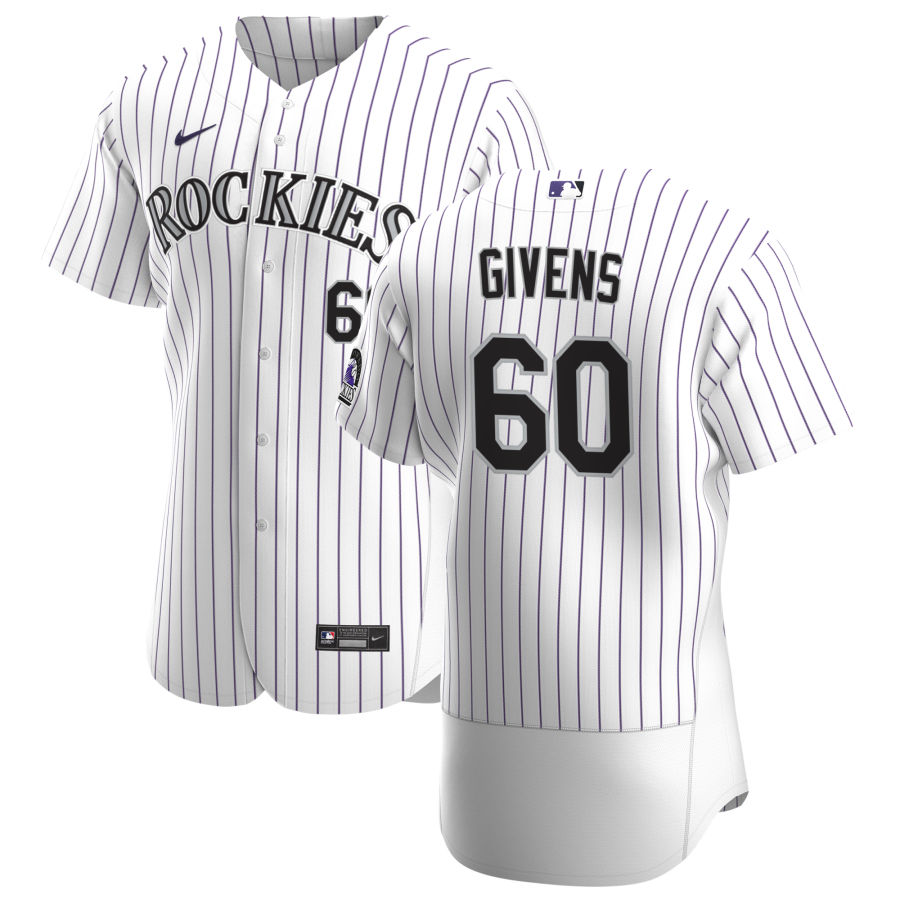 Colorado Rockies #60 Mychal Givens Men Nike White Home 2020 Authentic Player MLB Jersey